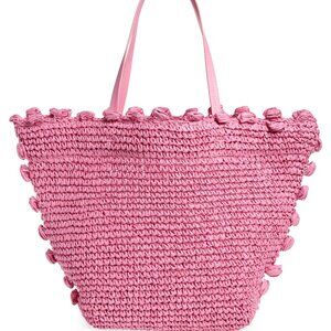 NWT BTB Los Angeles Pink Woven Tote Bag
